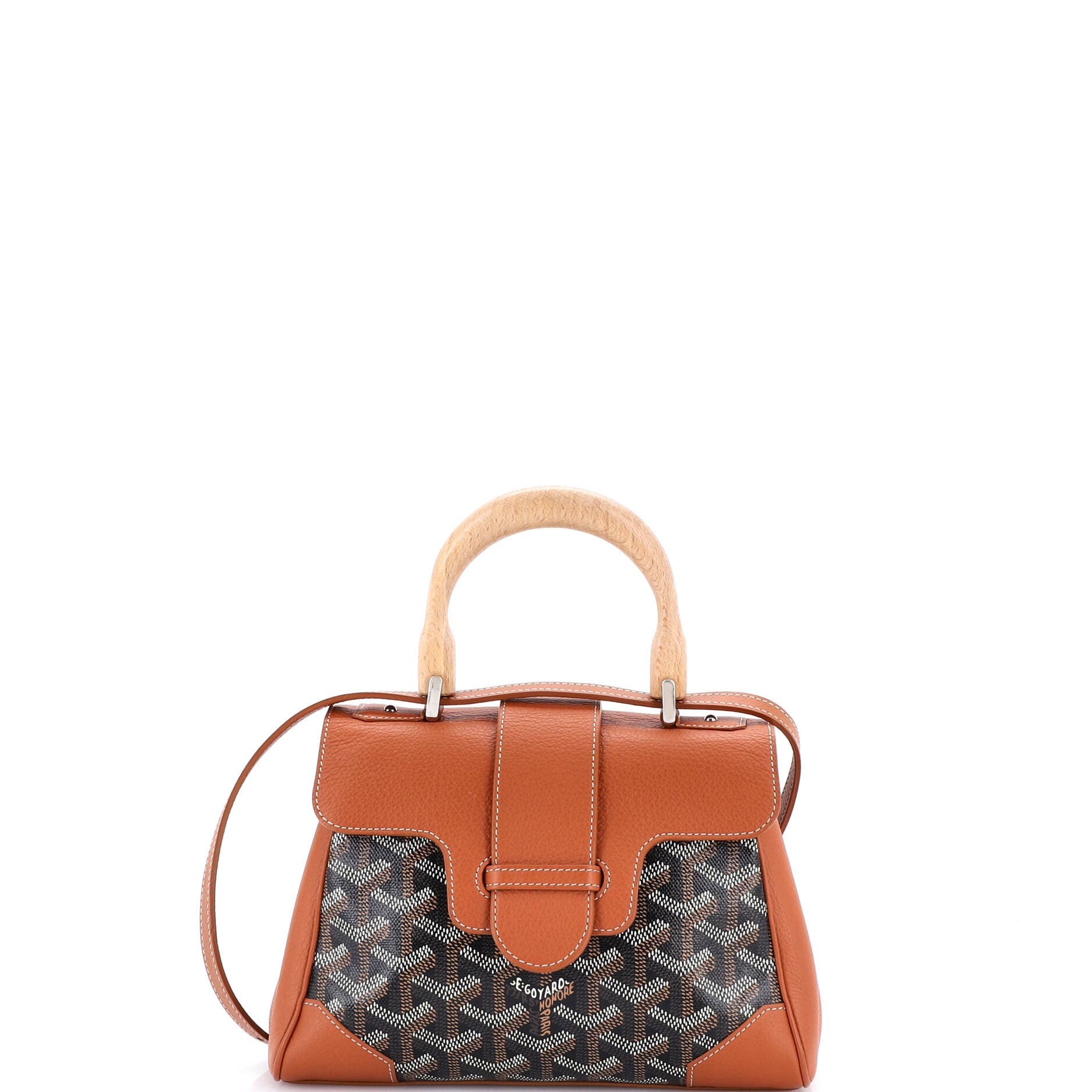 Pre-Owned Goyard Saigon Top Handle Bag Coated Canvas with Leather Mini, Main, color, Brown