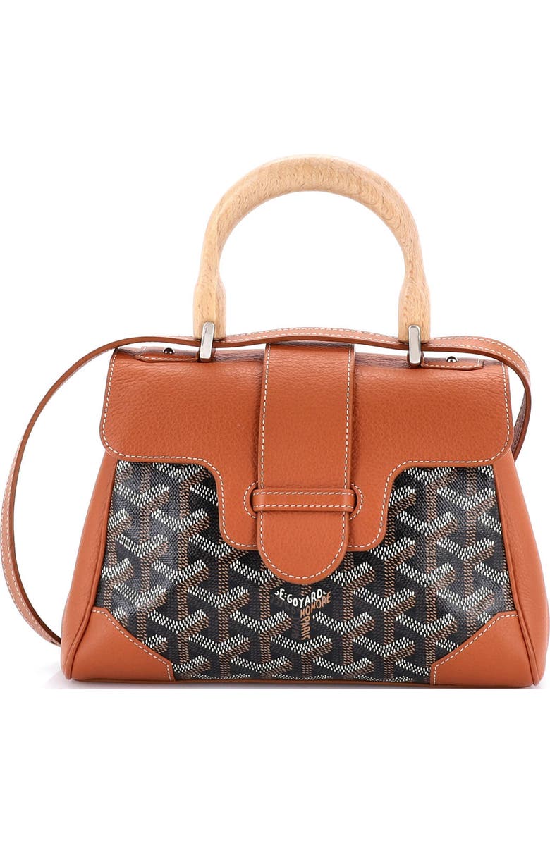 Pre-Owned Goyard Saigon Top Handle Bag Coated Canvas with Leather Mini, Main, color, Brown
