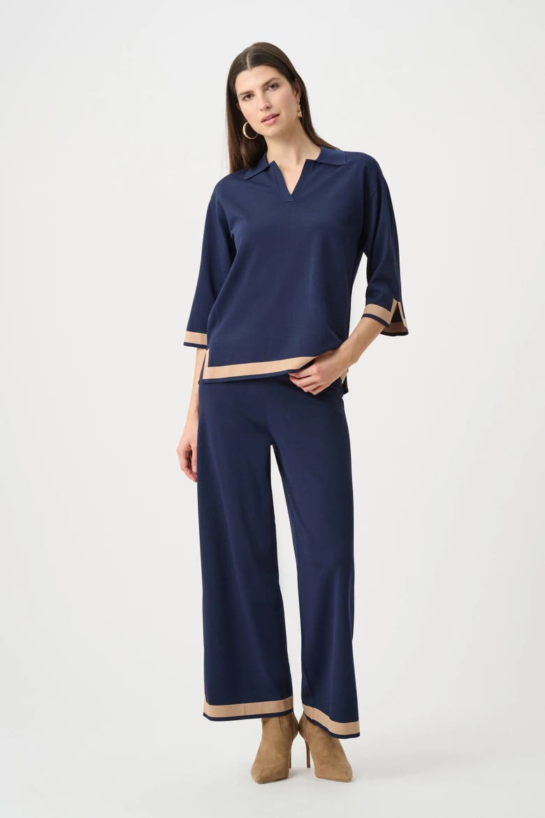 Sweater Knit Colour Block Culotte Pants, Alternate, color, Indigo/Camel