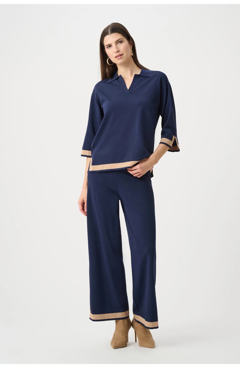 Joseph Ribkoff Sweater Knit Colour Block Culotte Pants, Alternate, color, Indigo/Camel