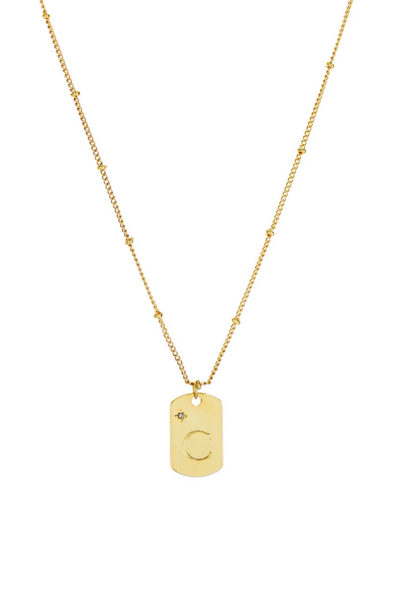Initial Tag Pendant Necklace, Main, color, GOLD-C