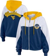 WEAR by Erin Andrews Women's WEAR by Erin Andrews Navy West Virginia Mountaineers Color-Block Full-Zip Hoodie