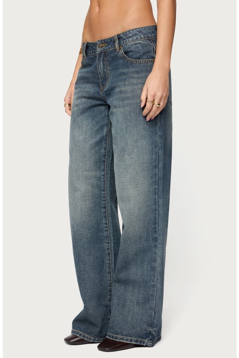Della Scarf Waist Low Rise Baggy Wide Leg Jeans, Alternate, color, BLUE