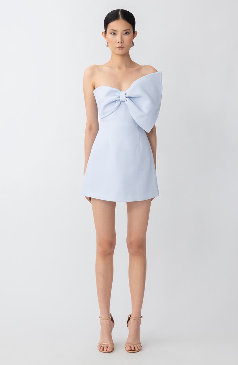SAU LEE Elly Asymmetric Bow Sleeveless Minidress, Alternate, color, Pastel Blue