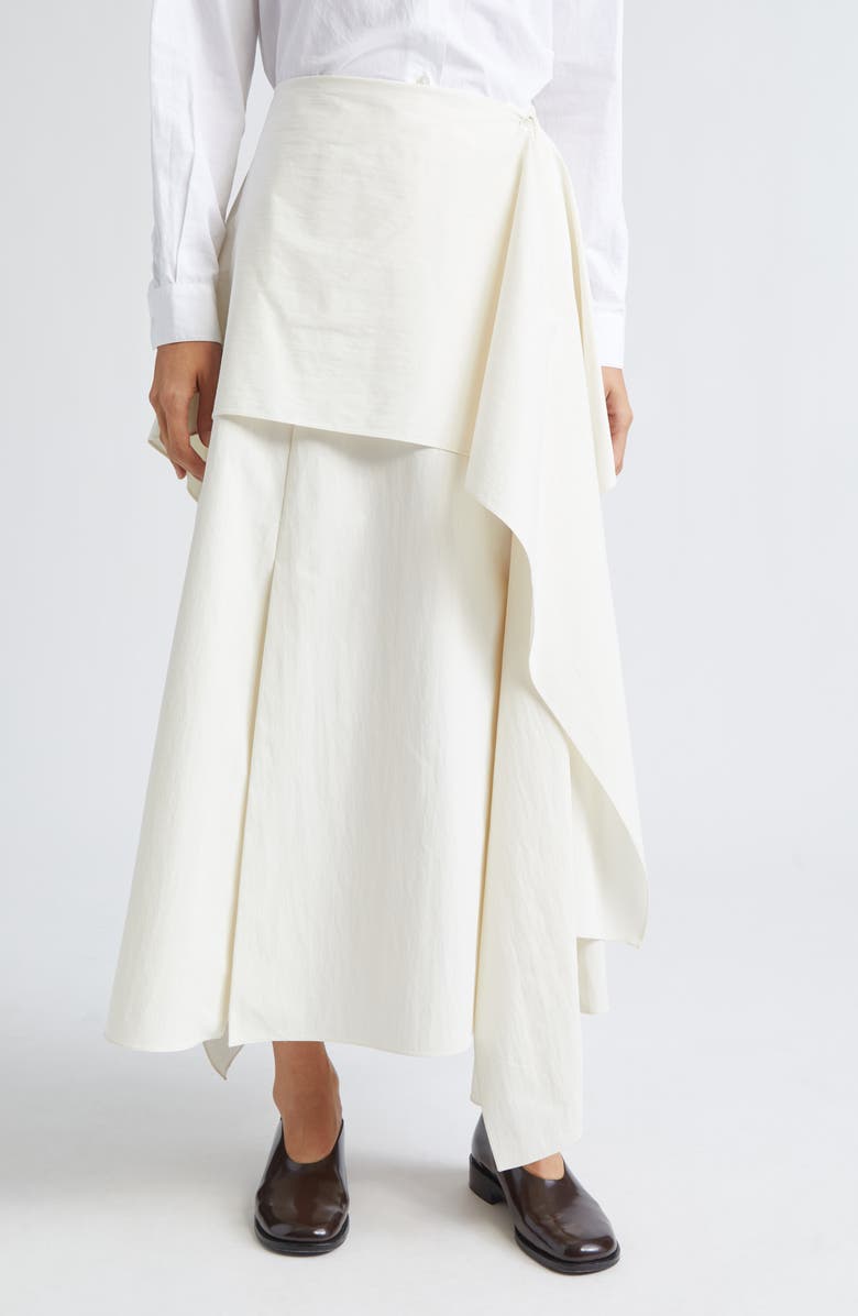 EENK Layered Cotton & Nylon Skirt, Main, color, Ivory