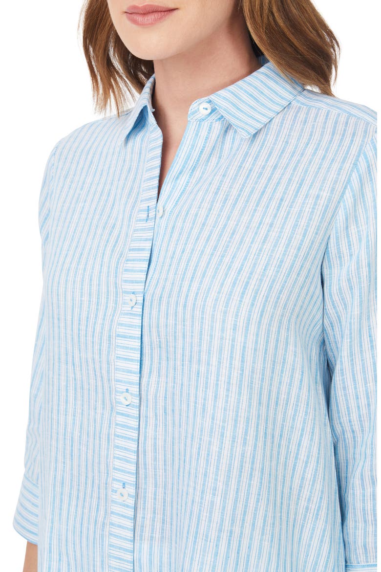 Harley Stripe Linen Button-Up Shirt, Alternate, color, BLUE BREEZE