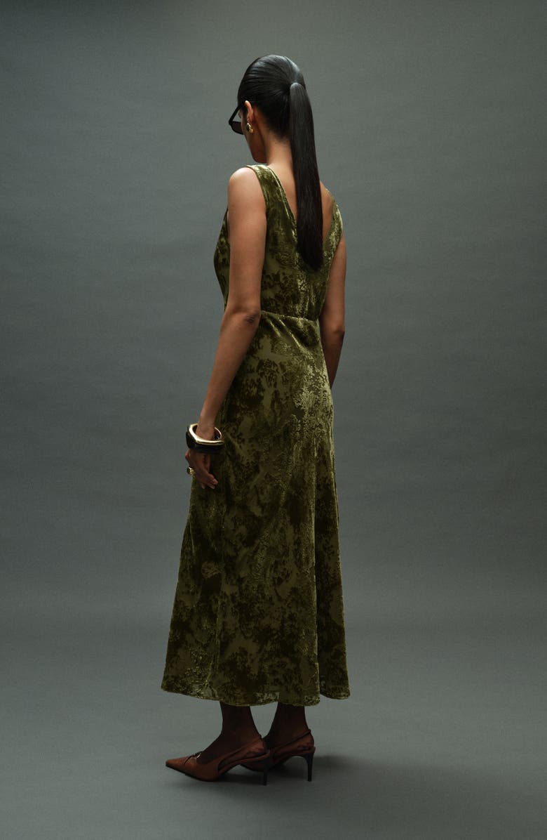 MANGO Floral Burnout Sleeveless Maxi Dress, Alternate, color, Pastel Green