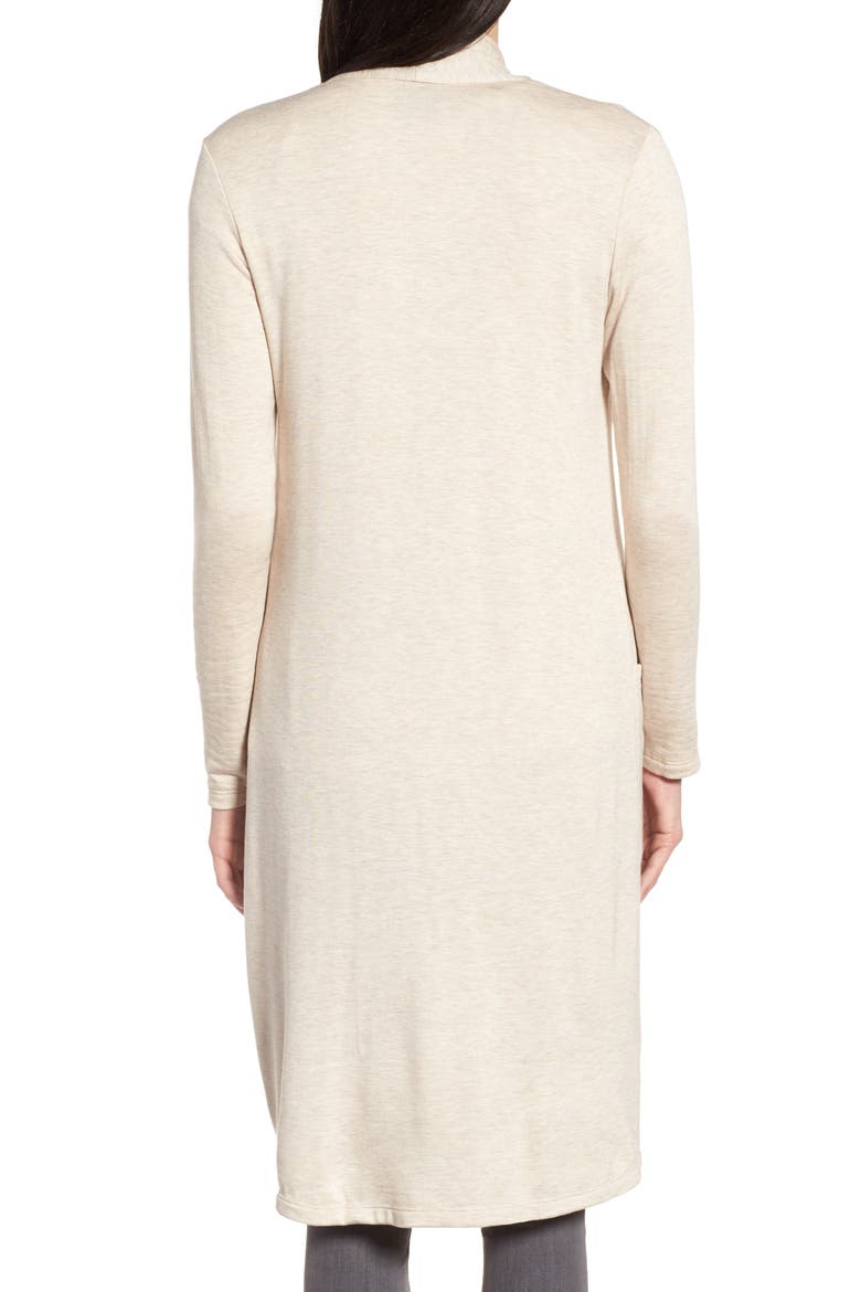 Elegant Fleece Cardigan, Alternate, color, H OATMEAL