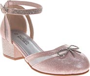 Badgley Mischka Collection Kids' Crystal Bow Ankle Strap Pump