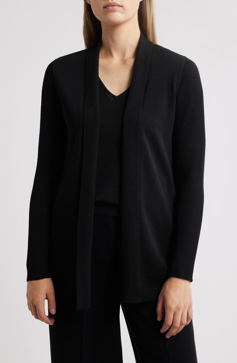 Anne Klein Sonoma Rib Trim Cardigan, Main, color,