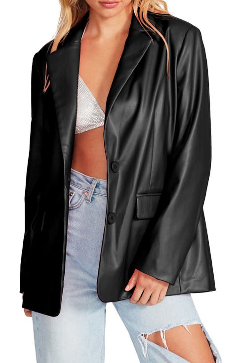 Faux Leather Boyfriend Blazer