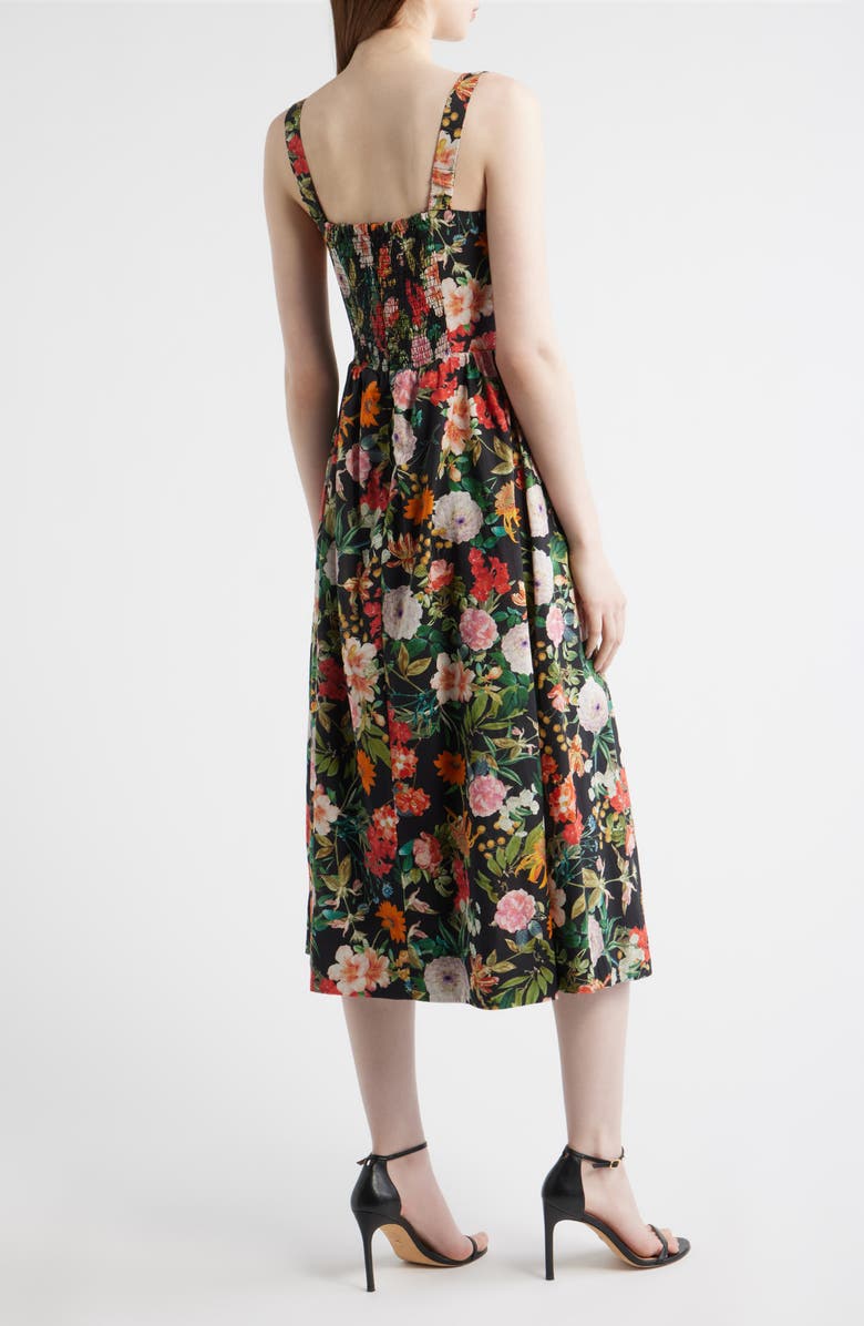 Julia Jordan Floral Basque Waist Sundress, Alternate, color, Black Multi