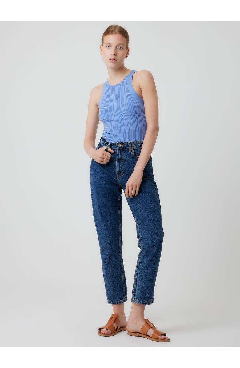 Majestic Filatures Organic Cotton Stretch Metallic Baby Rib Knit Top, Alternate, color, Mykonos