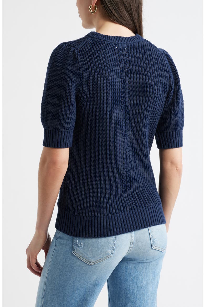 Elbow Sleeve Cotton Sweater, Alternate, color, NAVY STILL