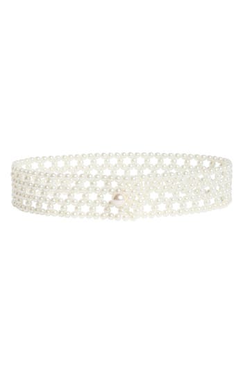 Area Stars Evie Night Faux Pearl Belt In Silver