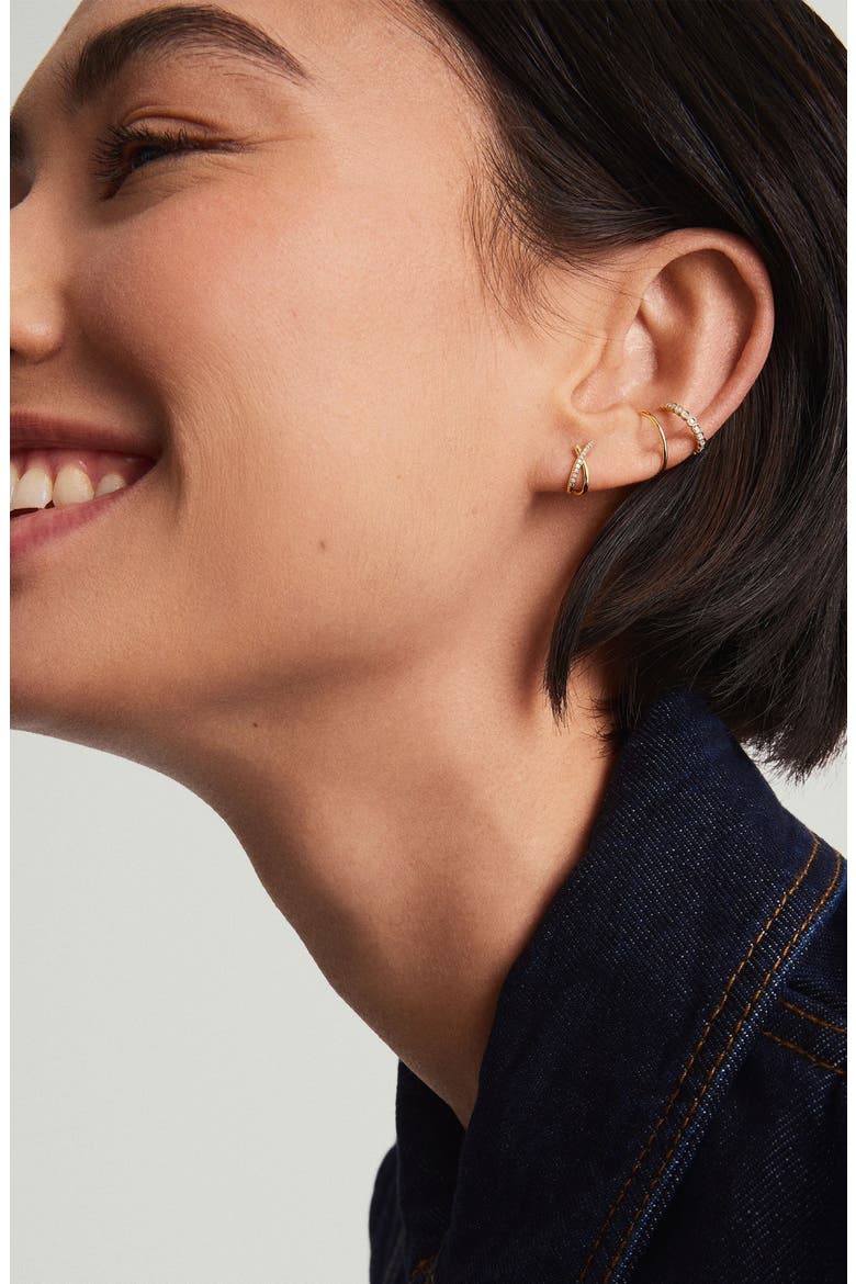 Pavé Diamond X Stud Earrings, Alternate, color, Gold
