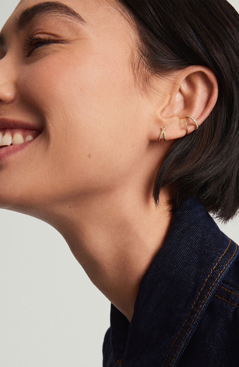 MEJURI Pavé Diamond X Stud Earrings, Alternate, color, Gold