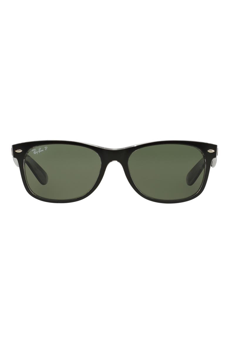 New Wayfarer 55mm Rectangular Sunglasses, Main, color, TRANSPARENT BLACK