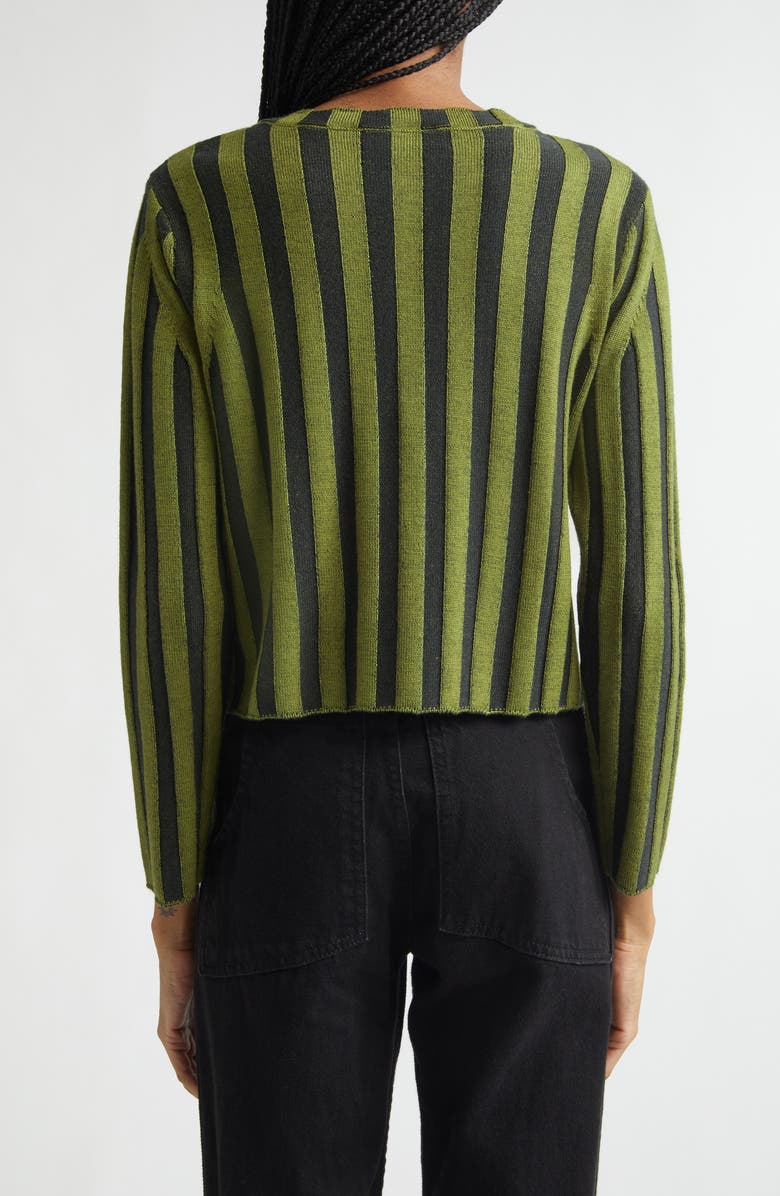Eckhaus Latta Keyboard Stripe Merino Wool Crop Zip Cardigan, Alternate, color, Sierra Nevada