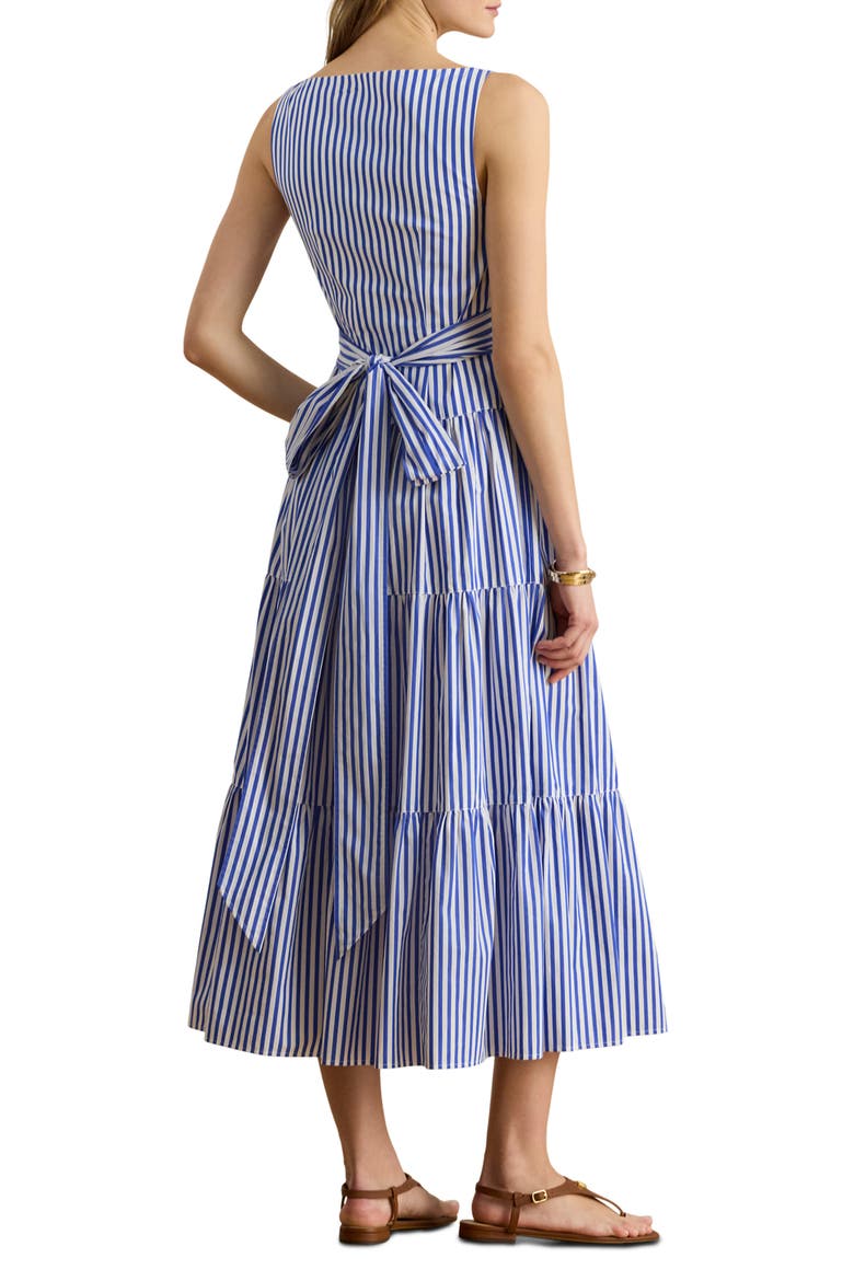 Stripe Tiered Cotton Broadcloth Sundress, Alternate, color, BLUE/ WHITE