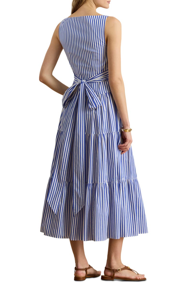 Lauren Ralph Lauren Stripe Tiered Cotton Broadcloth Sundress, Alternate, color, Blue/ White