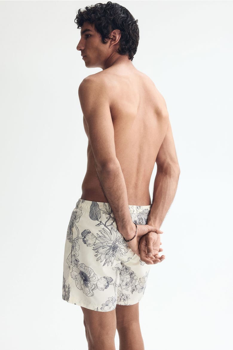 Patterned Swim Shorts, Alternate, color, White/patterned