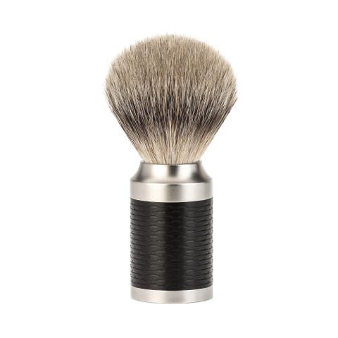 Rocca Stainless Steel & Black Silvertip Badger Shaving Brush