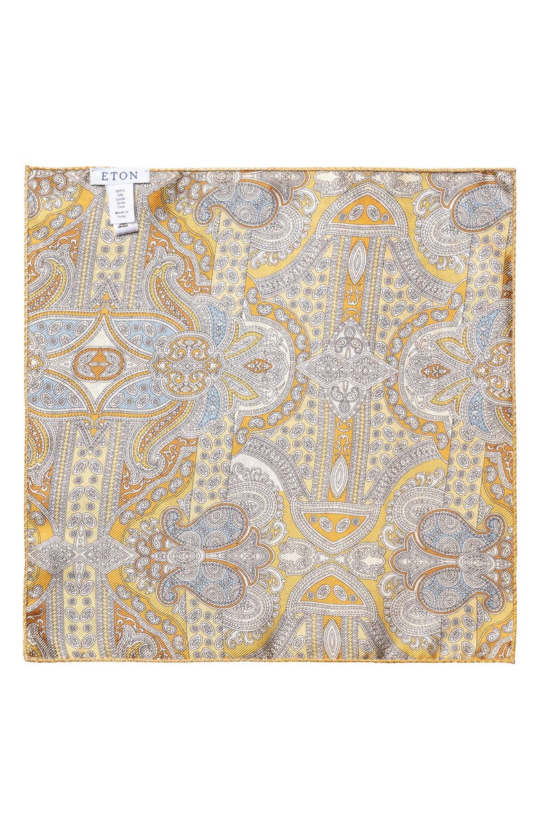 Eton Four-in-One Paisley Silk Pocket Square, Alternate, color, 