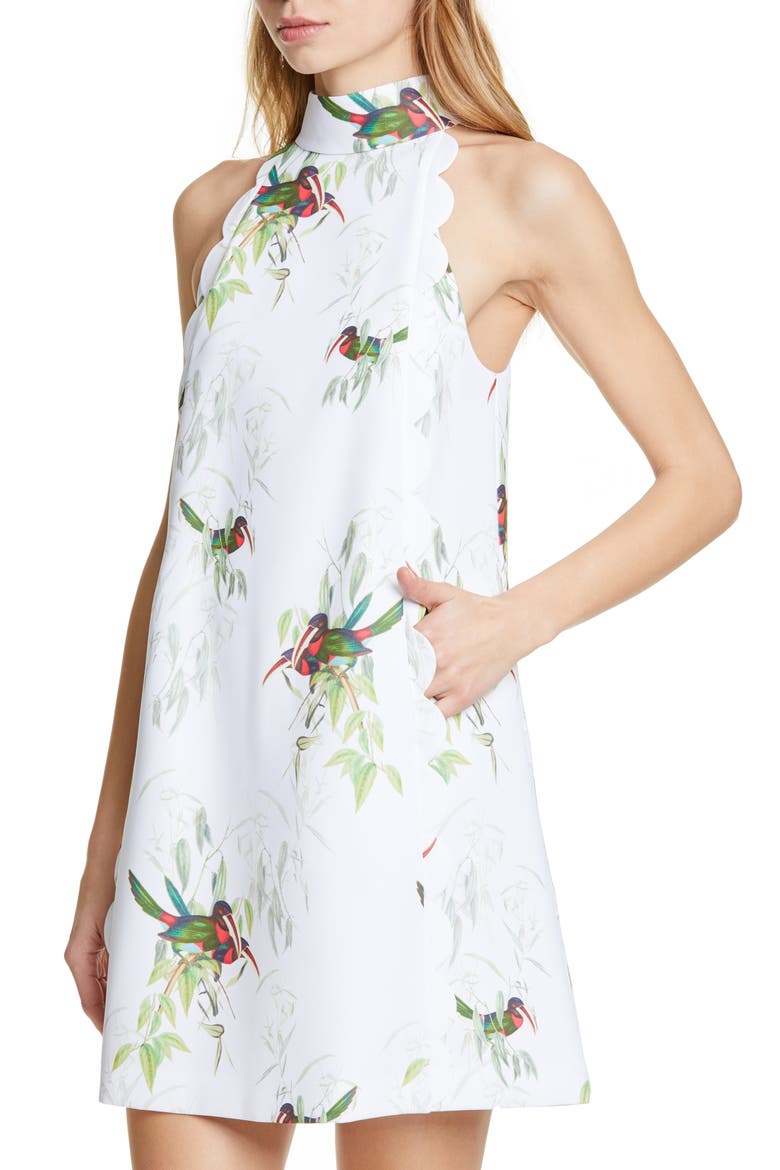 Toriat Tutti Frutti Scallop Trim Minidress, Alternate, color, WHITE