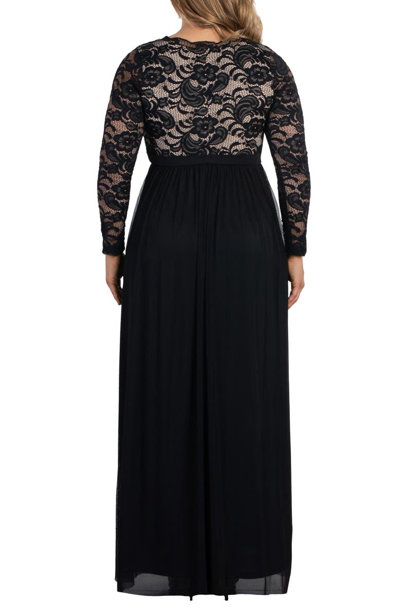 Kiyonna Jasmine Lace Bodice Long Sleeve Maxi Dress, Alternate, color,