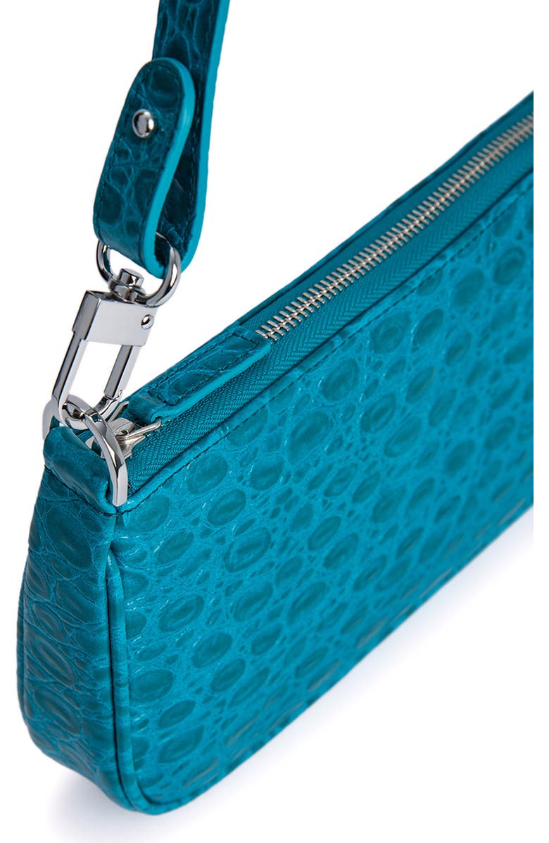 By Far Rachel Croc Embossed Leather Shoulder Bag, Alternate, color,