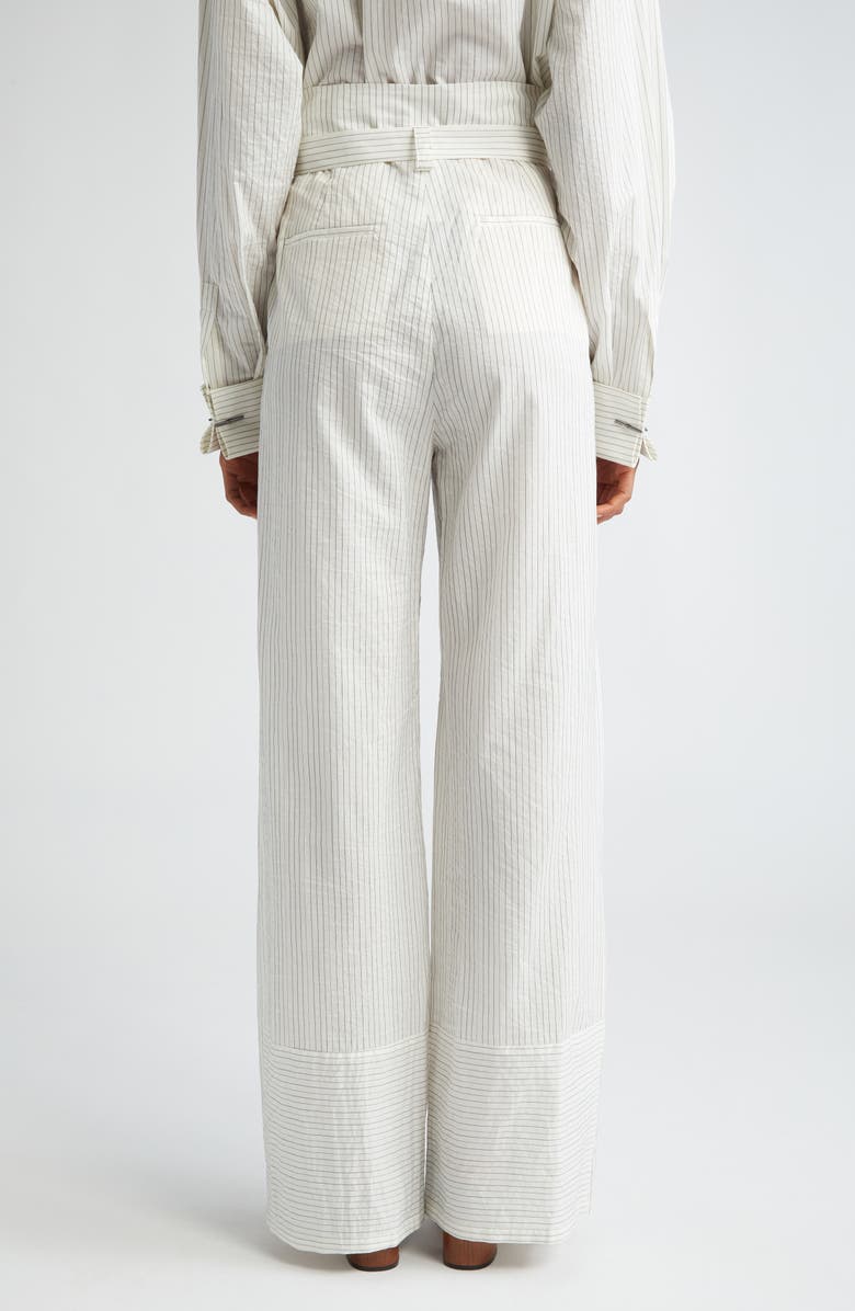 Max Mara Xero Directional Stripe Cotton & Silk Pants, Alternate, color, White Black
