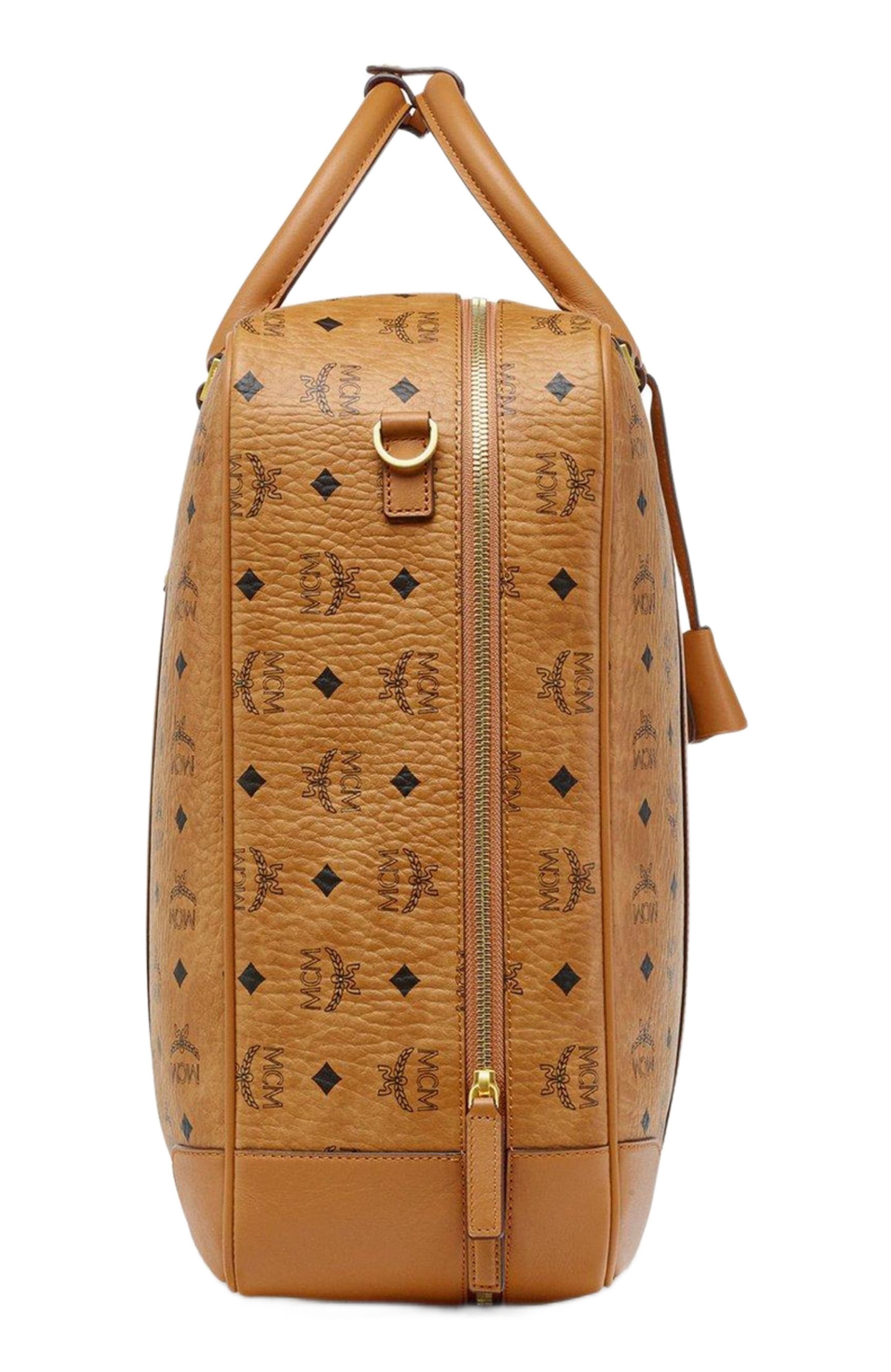 MCM Ottomar Suitcase in Visetos, Alternate, color, Cognac