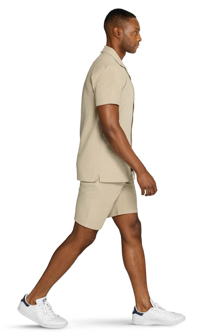 Slim Fit Drawstring Seersucker Shorts, Alternate, color, TAN