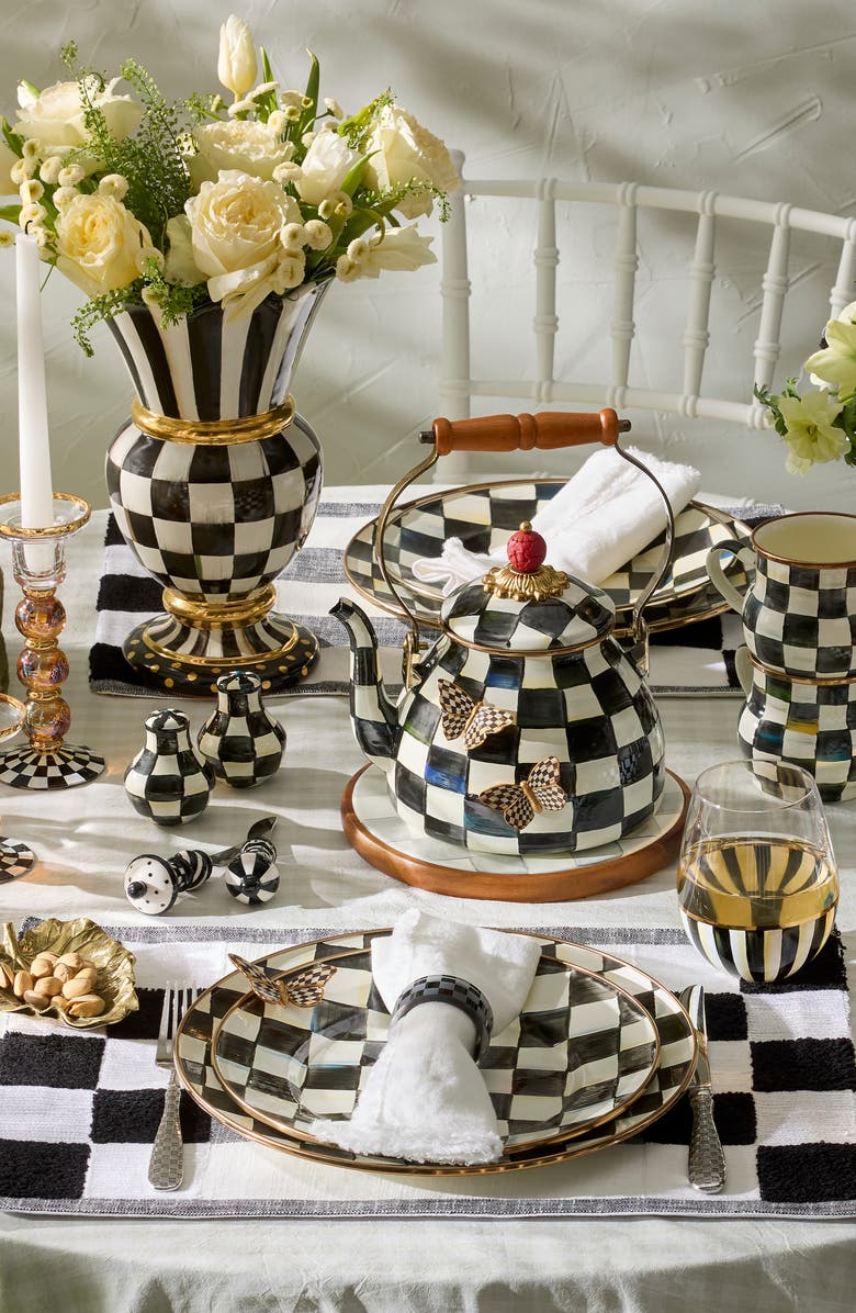 MACKENZIE CHILDS Black Checks & Stripes Set of 4 Placemats, Alternate, color, Black