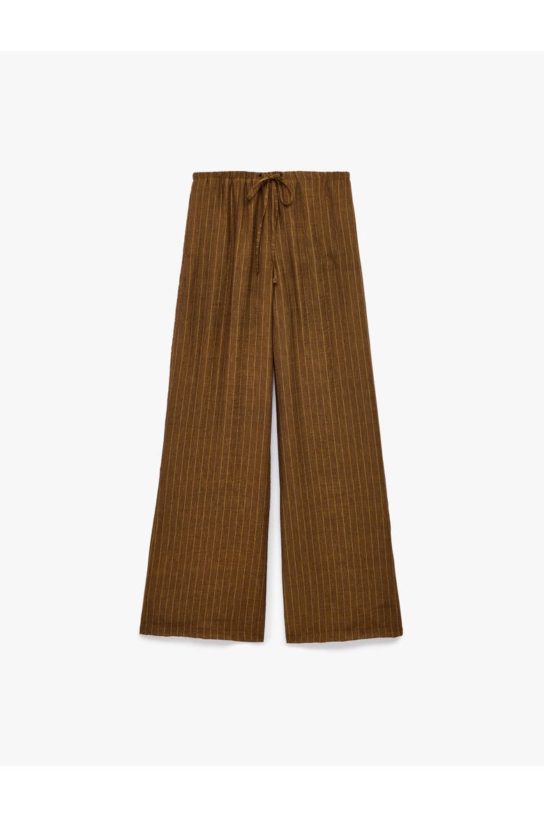 Flowy Straight Wide Leg Striped Pants, Alternate, color, BROWN STRIPE