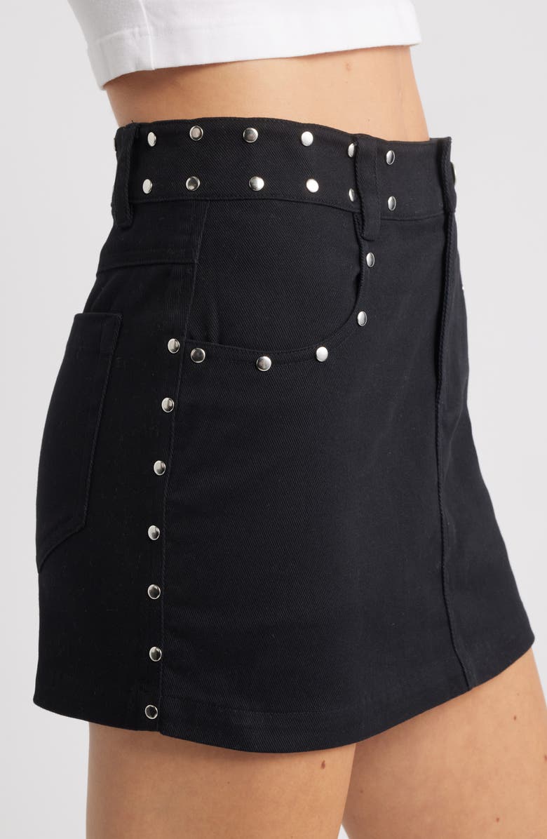 BP. Stud Denim Miniskirt, Alternate, color, Black