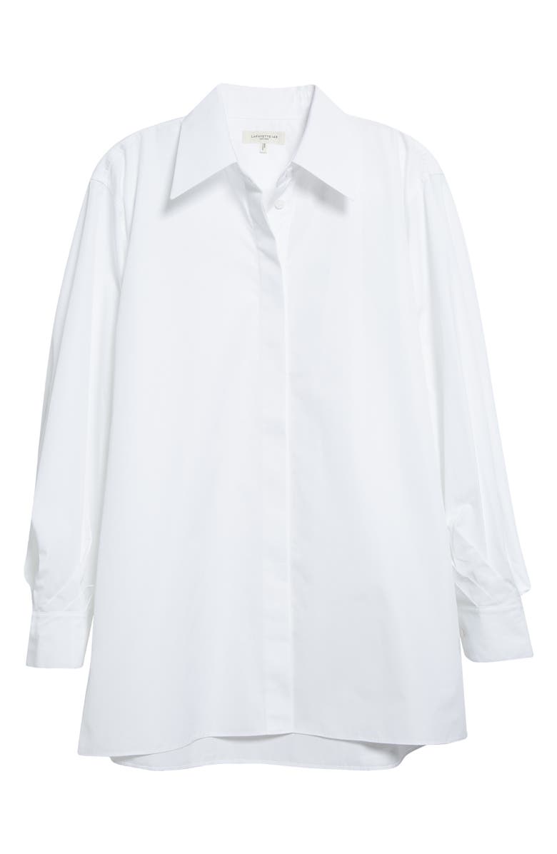 Lafayette 148 New York Oversize Tie Back Cotton Poplin Button-Up Shirt, Alternate, color, 