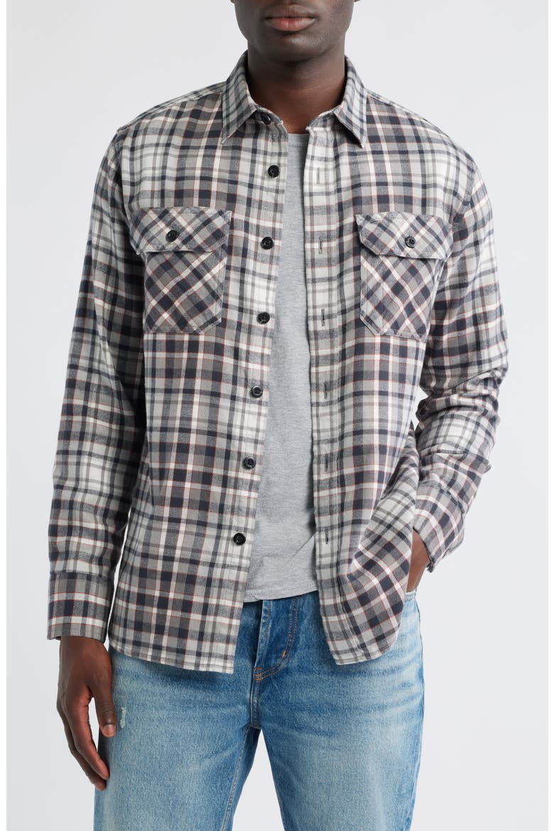 Burnside Plaid Flannel Button-Up Shirt, Main, color, GREY PLAID