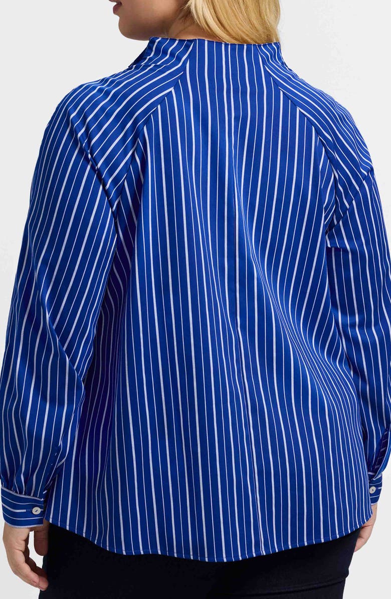 Foxcroft Daphne Stripe Stretch Cotton Blend Pullover Shirt, Alternate, color, Blue/ White