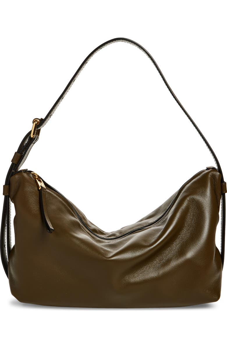 Moschino Tie Me Leather Shoulder Bag, Main, color,