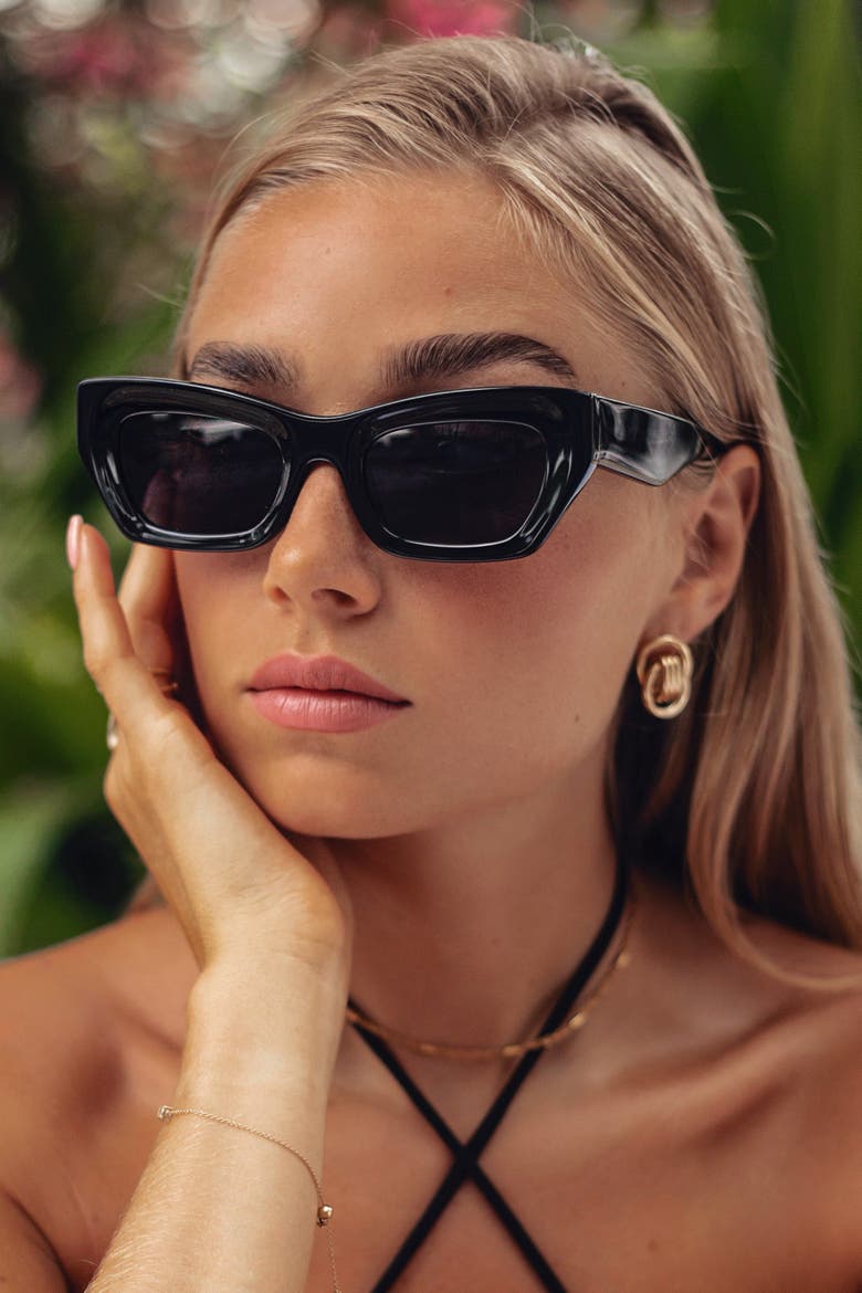 Selina Cat Eye Sunglasses, Alternate, color, Black
