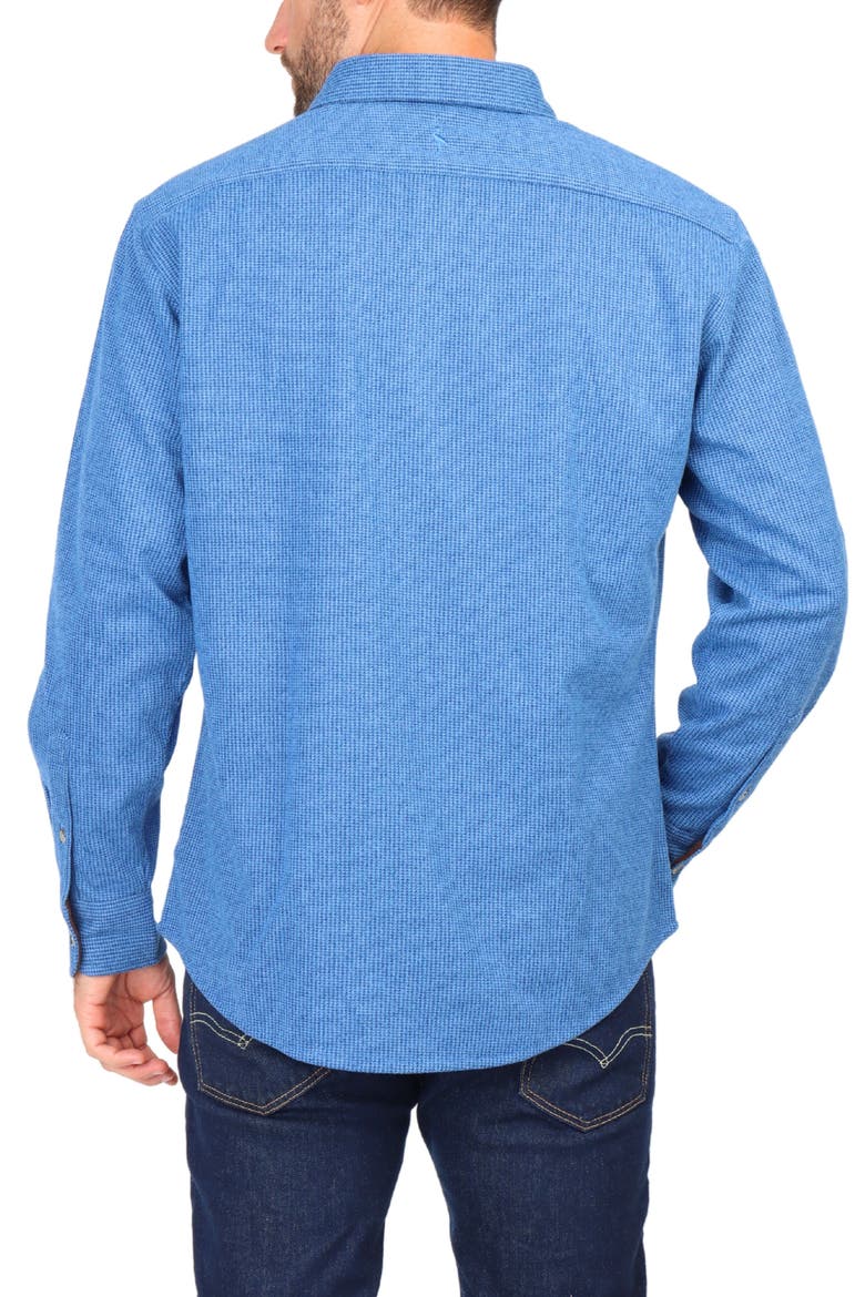 Micro Houndstooth Overshirt with Faux Suede Trim, Alternate, color, BLUE