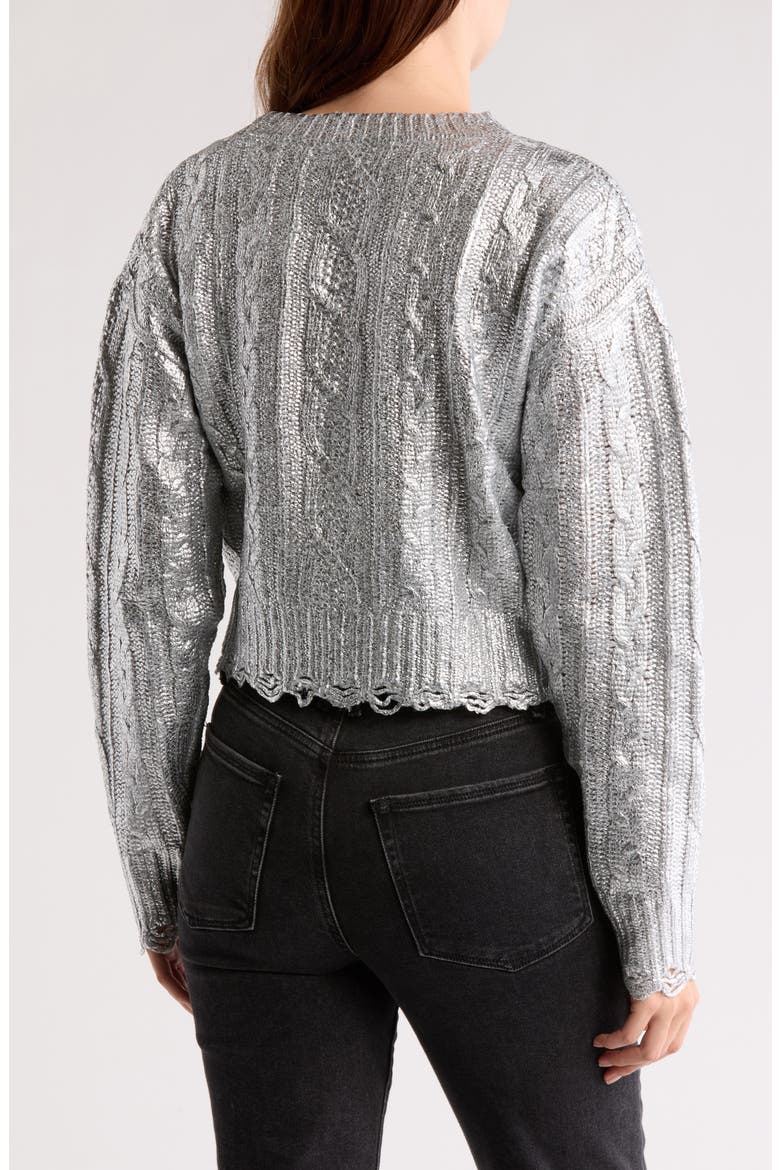 Metallic Cable Stitch Sweater, Alternate, color, SILVER