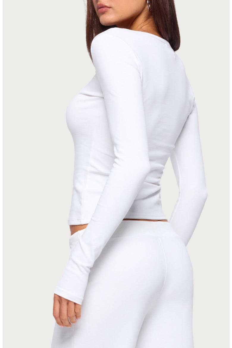 Flossy Ribbed Long Sleeve T-Shirt, Alternate, color, WHITE