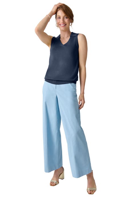 Sleeveless Pullover Polo Sweater (Plus)