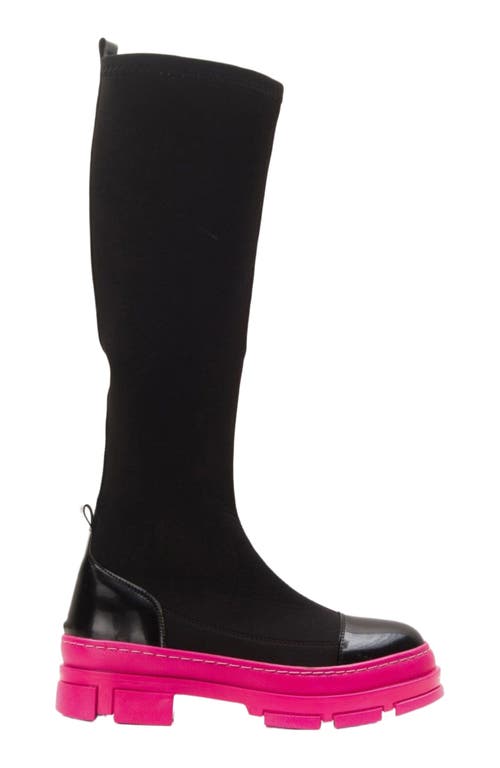 Prologue Shoes Bella Stretch Scuba Knee High Boot in Fuschia Faux Leather  product