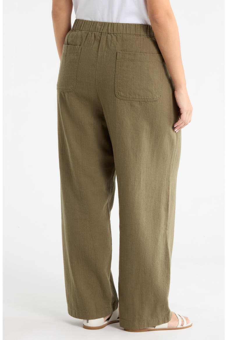 Organic Cotton & Organic Linen Straight Leg Drawstring Pants, Alternate, color, OLIVE