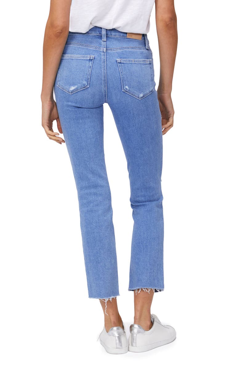 PAIGE Cindy High Waist Raw Hem Straight Leg Jeans, Alternate, color, Cruiser Destructed