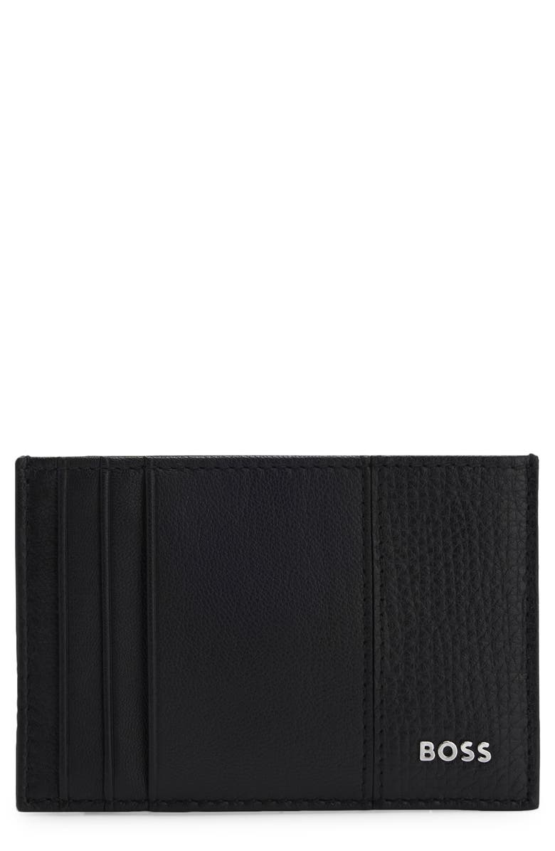 HUGO New Crosstown Leather Card Case, Main, color, Black